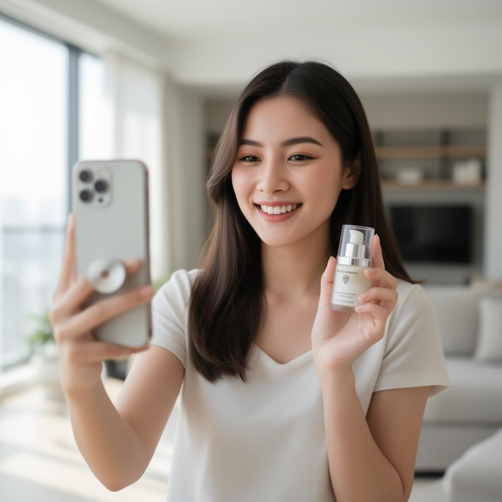 Content creator filming a UGC ad