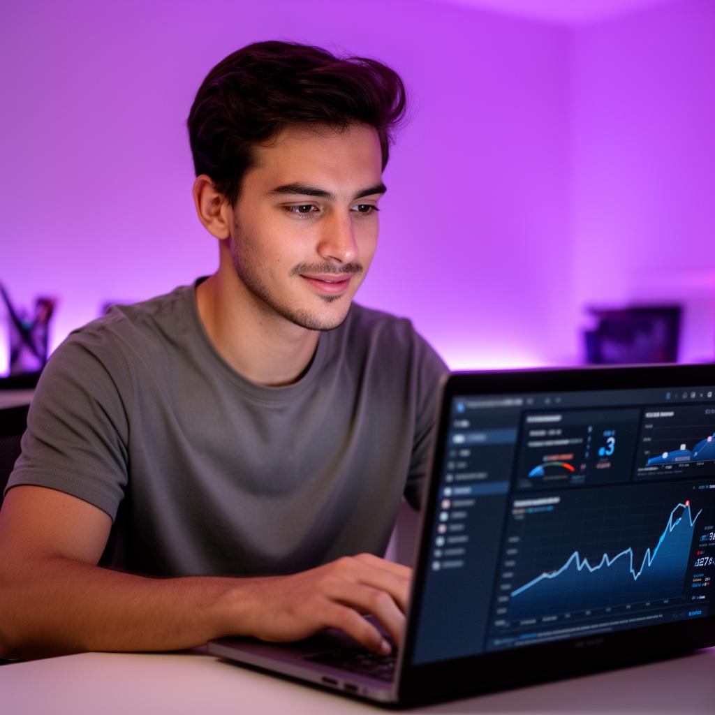 Founder reviewing analytics
